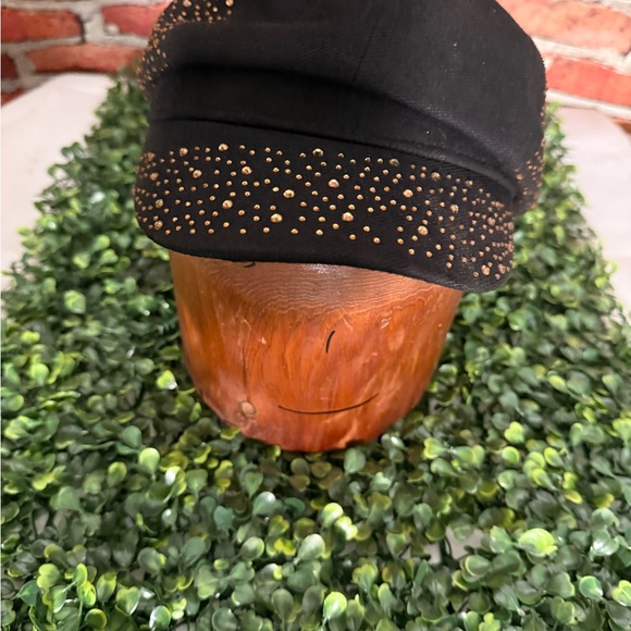 Stylish Black Cap with Gold Studs - Picture 3 of 8